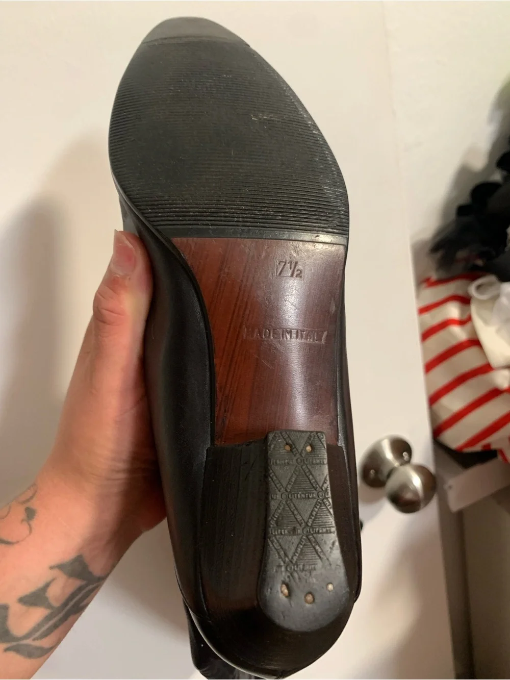 Made in Italy! Size 7 1/2 Classic Black Leather Knee-High Women's Boots